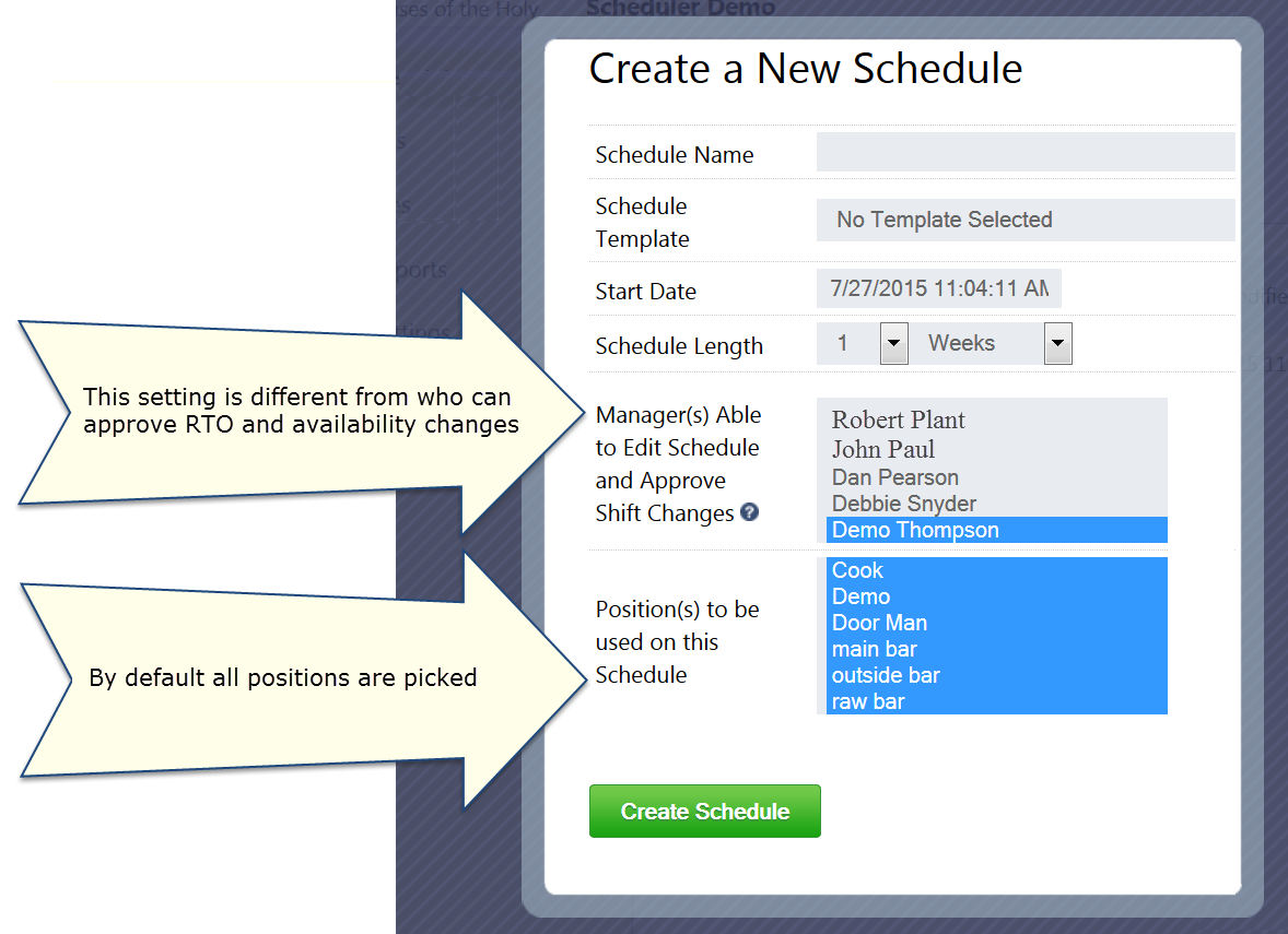 Creating a Schedule